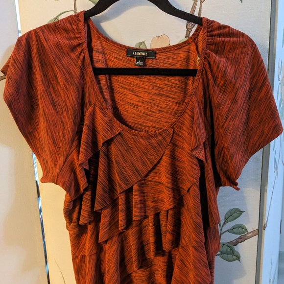 Elementz spandex knit asymmetrical ruffle top - Picture 1 of 4
